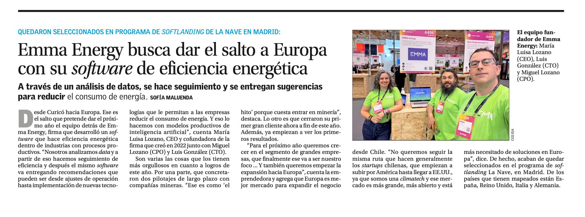 EMMA Energy participa en el programa de Softlanding de La Nave en Madrid